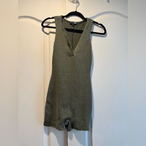 NWOT Green Ribbed Romper Tank